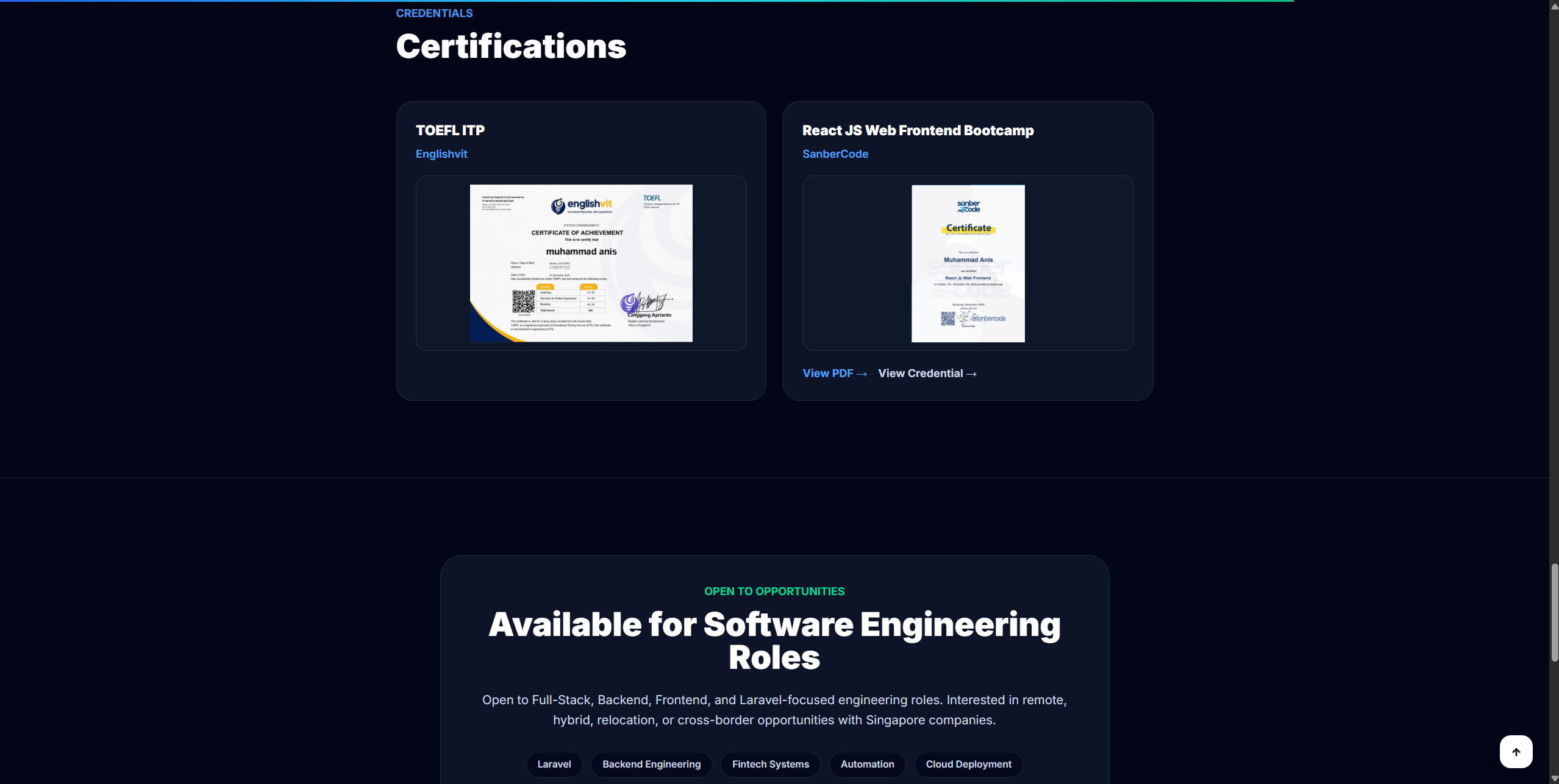 Personal Portfolio Website screenshot
